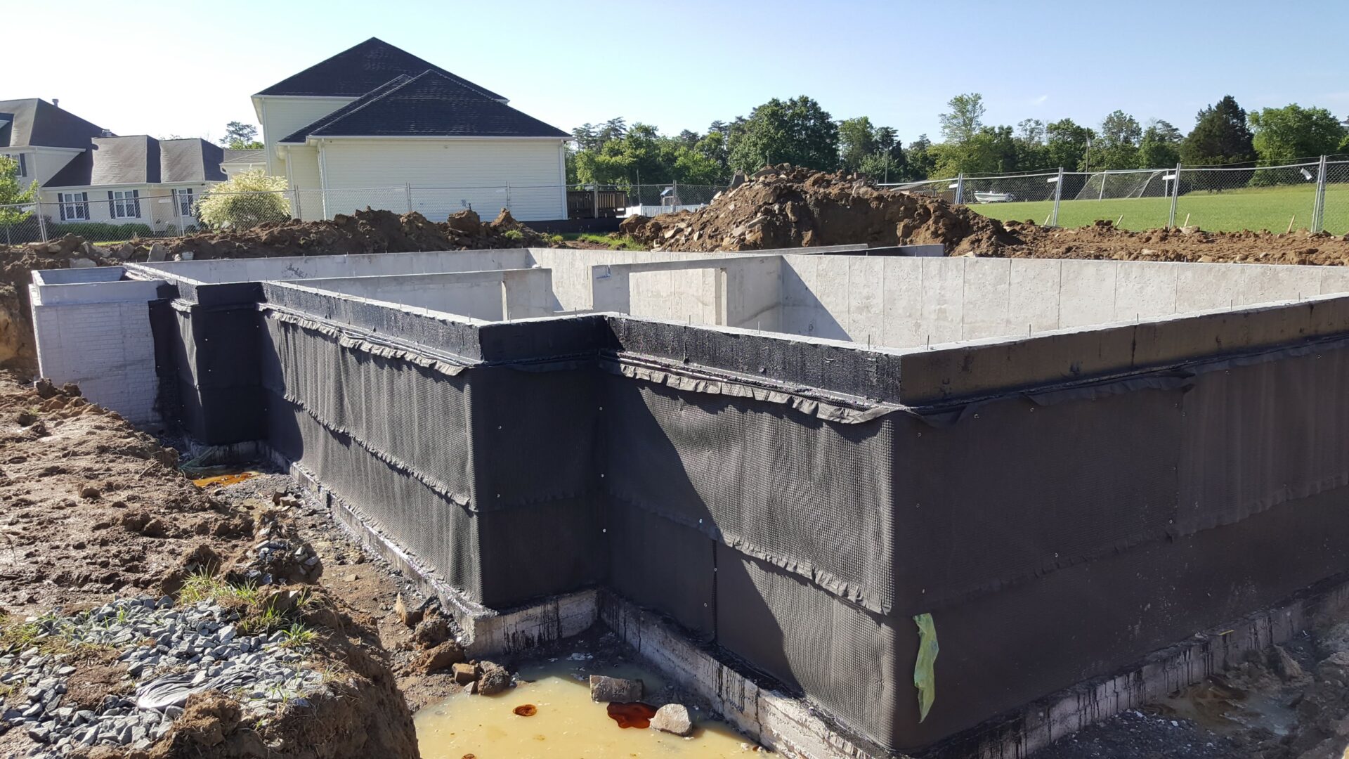 Concrete walls of a building in a construction site