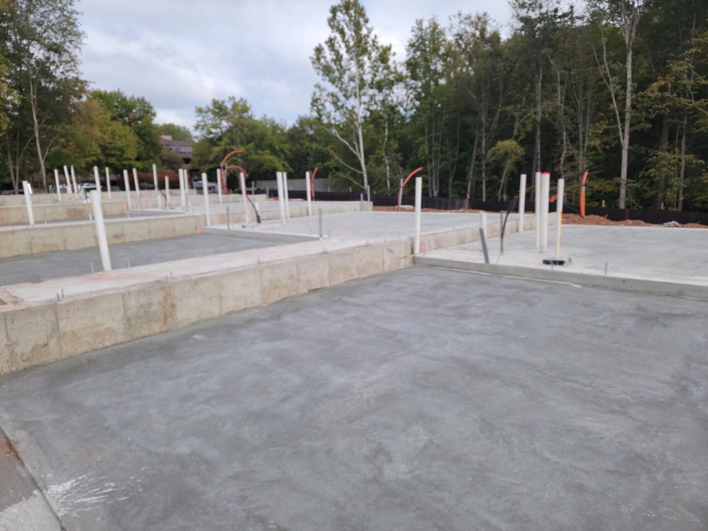 Concrete flooring and wall foundations